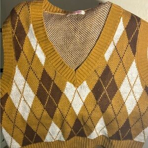 Brown and white sweater vest